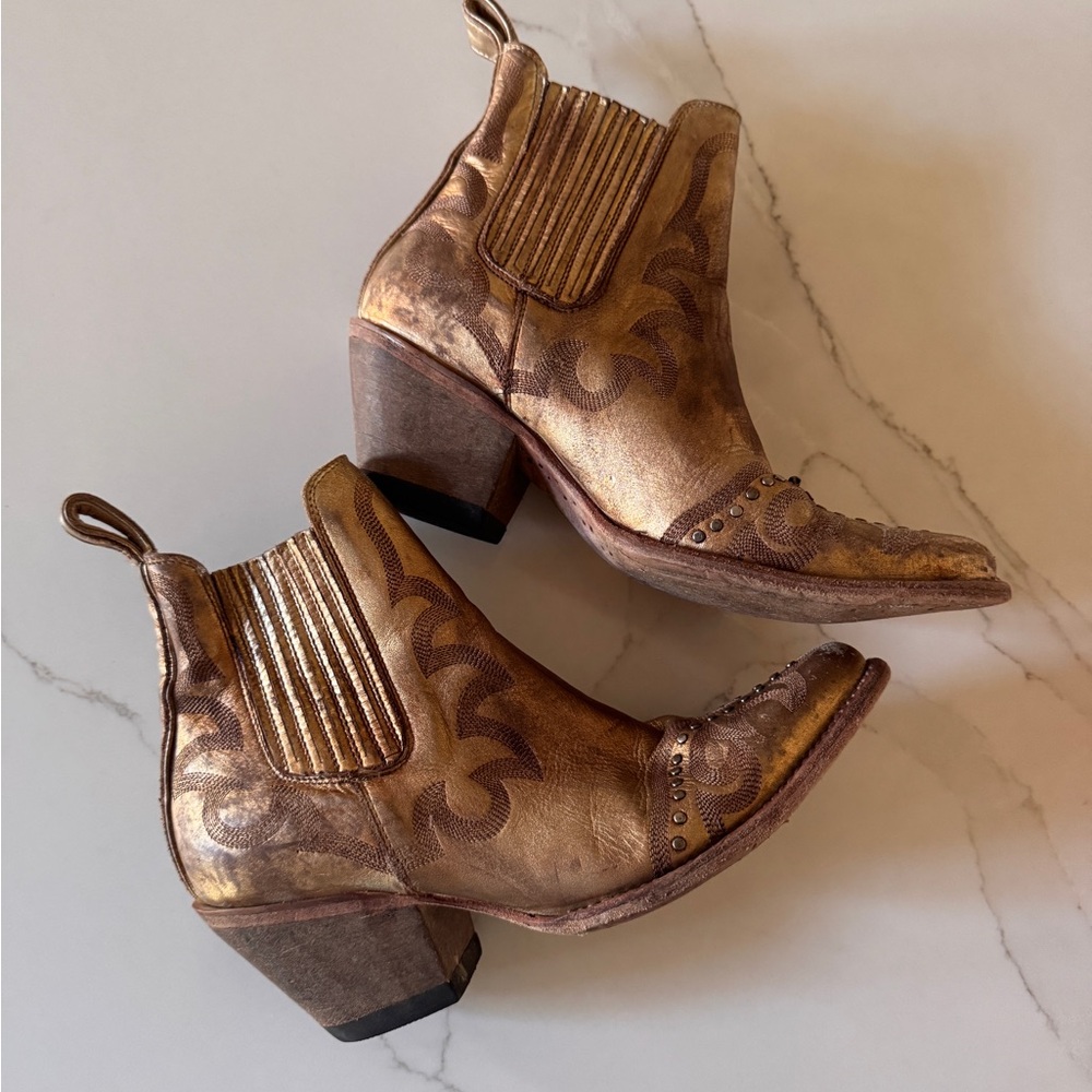 Old Gringo Metallic Gold Ankle Booties
